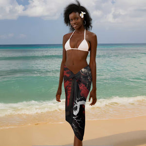 Central African Republic Sarong Red Black Nature Design and Buffalo - African Pride