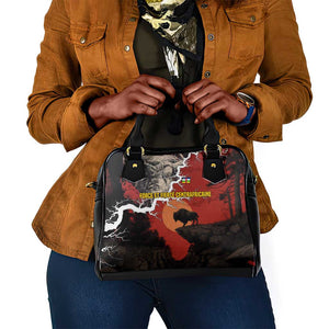 Central African Republic Shoulder Handbag Red Black Nature Design and Buffalo - African Pride