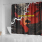 Central African Republic Shower Curtain Red Black Nature Design and Buffalo - African Pride