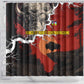 Central African Republic Shower Curtain Red Black Nature Design and Buffalo - African Pride