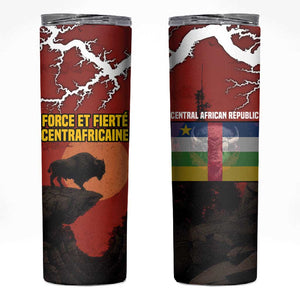 Central African Republic Skinny Tumbler Red Black Nature Design and Buffalo - African Pride