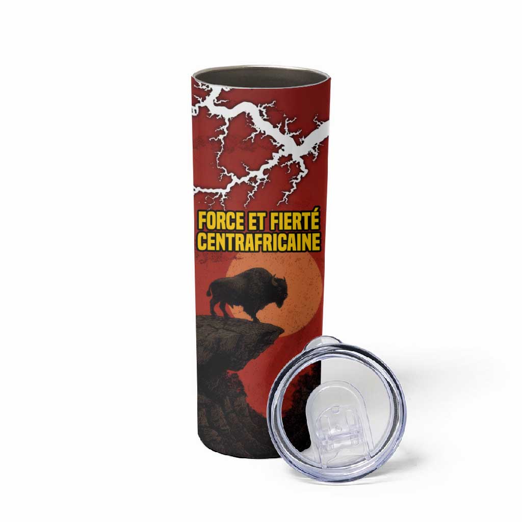 Central African Republic Skinny Tumbler Red Black Nature Design and Buffalo - African Pride