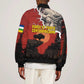 Central African Republic Sleeve Zip Bomber Jacket Red Black Nature Design and Buffalo - African Pride