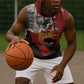 Central African Republic Sleeveless Hoodie Red Black Nature Design and Buffalo - African Pride