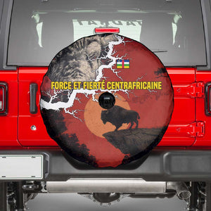 Central African Republic Spare Tire Cover Red Black Nature Design and Buffalo - African Pride