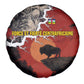 Central African Republic Spare Tire Cover Red Black Nature Design and Buffalo - African Pride