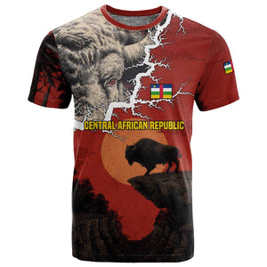 Central African Republic T shirt Red Black Nature Design and Buffalo - African Pride