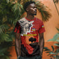 Central African Republic T shirt Red Black Nature Design and Buffalo - African Pride