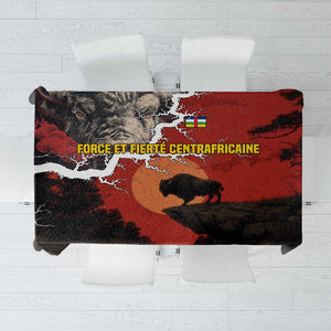 Central African Republic Tablecloth Red Black Nature Design and Buffalo - African Pride