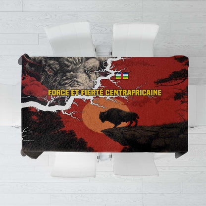 Central African Republic Tablecloth Red Black Nature Design and Buffalo - African Pride