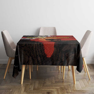 Central African Republic Tablecloth Red Black Nature Design and Buffalo - African Pride
