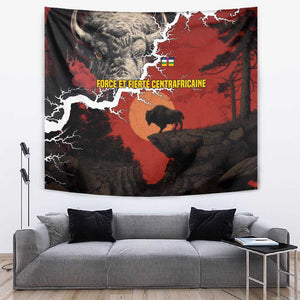 Central African Republic Tapestry Red Black Nature Design and Buffalo - African Pride
