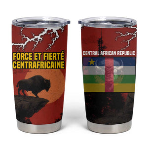 Central African Republic Tumbler Cup Red Black Nature Design and Buffalo - African Pride