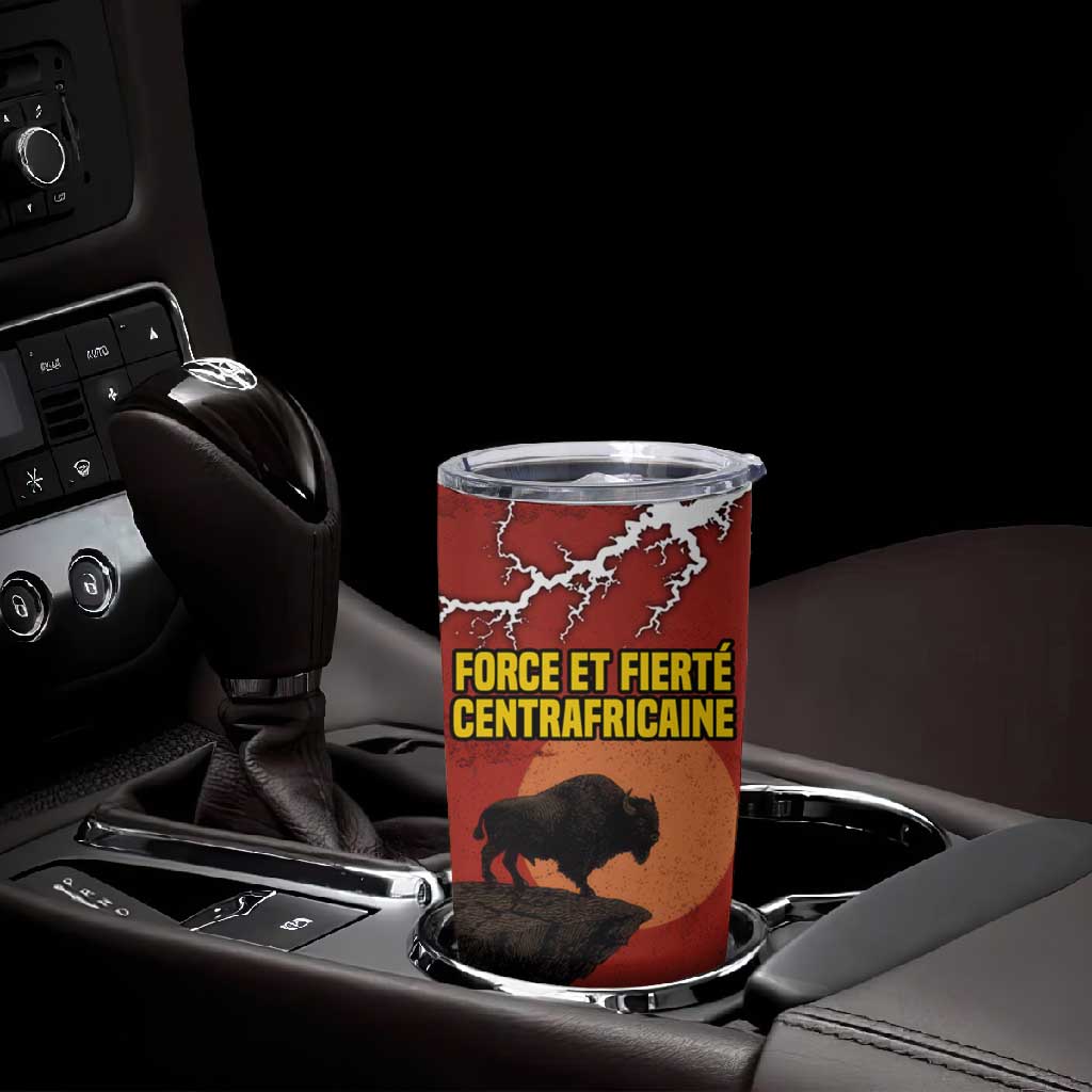 Central African Republic Tumbler Cup Red Black Nature Design and Buffalo - African Pride