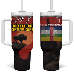Central African Republic Tumbler With Handle Red Black Nature Design and Buffalo - African Pride
