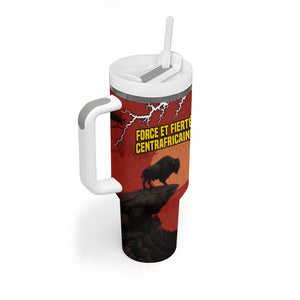 Central African Republic Tumbler With Handle Red Black Nature Design and Buffalo - African Pride
