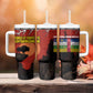 Central African Republic Tumbler With Handle Red Black Nature Design and Buffalo - African Pride