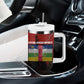 Central African Republic Tumbler With Handle Red Black Nature Design and Buffalo - African Pride