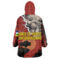 Central African Republic Wearable Blanket Hoodie Red Black Nature Design and Buffalo - African Pride
