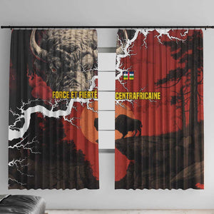 Central African Republic Window Curtain Red Black Nature Design and Buffalo - African Pride