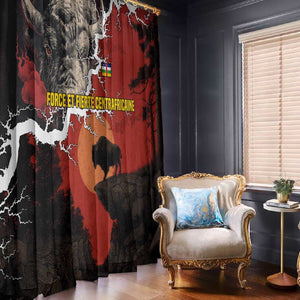 Central African Republic Window Curtain Red Black Nature Design and Buffalo - African Pride