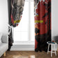 Central African Republic Window Curtain Red Black Nature Design and Buffalo - African Pride