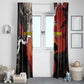 Central African Republic Window Curtain Red Black Nature Design and Buffalo - African Pride