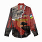 Central African Republic Women Casual Shirt Red Black Nature Design and Buffalo - African Pride