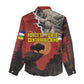 Central African Republic Women Casual Shirt Red Black Nature Design and Buffalo - African Pride