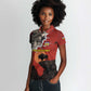Central African Republic Women Polo Shirt Red Black Nature Design and Buffalo - African Pride