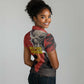 Central African Republic Women Polo Shirt Red Black Nature Design and Buffalo - African Pride
