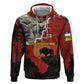 Central African Republic Zip Hoodie Red Black Nature Design and Buffalo - African Pride