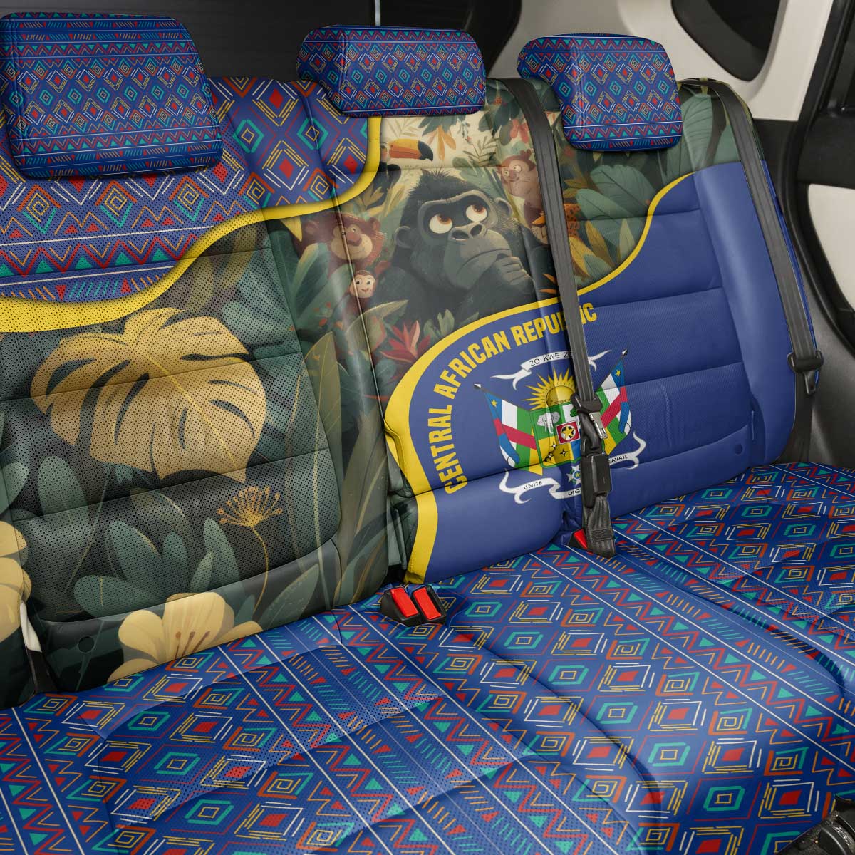 Central African Republic Back Car Seat Cover Jungle Animal - African Pride