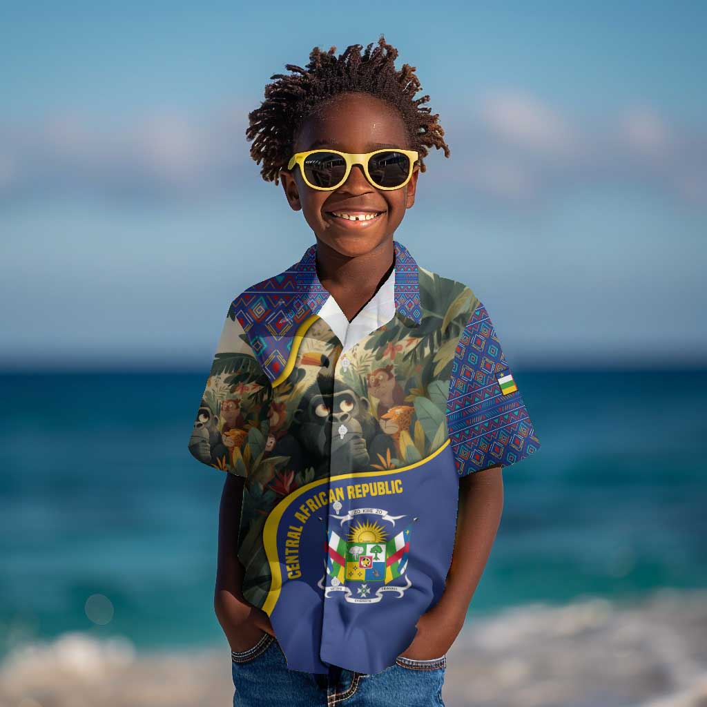 Central African Republic Kid Hawaiian Shirt Jungle Animal - African Pride