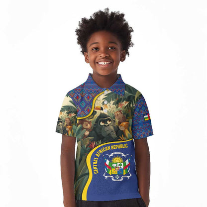 Central African Republic Kid Polo Shirt Jungle Animal - African Pride