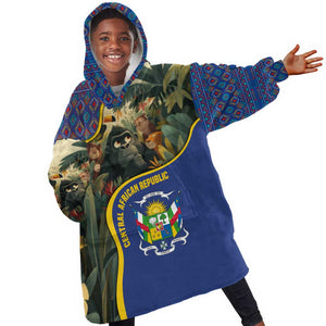 Central African Republic Kid Wearable Blanket Hoodie Jungle Animal - African Pride