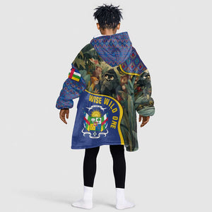 Central African Republic Kid Wearable Blanket Hoodie Jungle Animal - African Pride