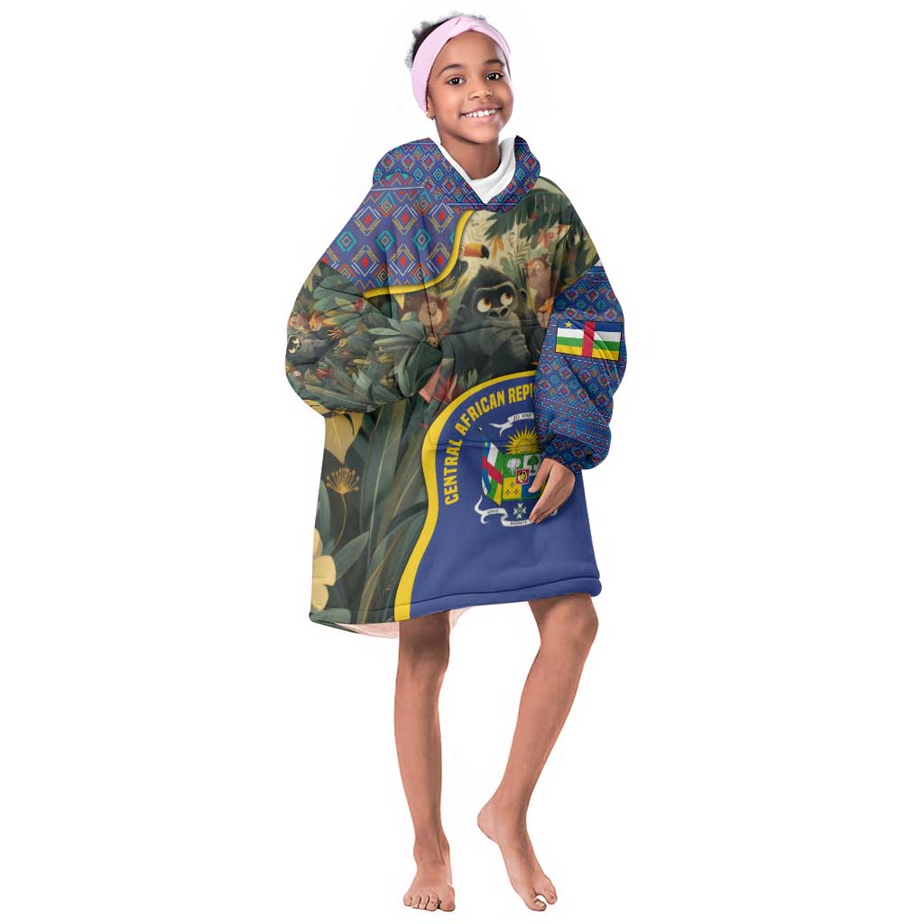 Central African Republic Kid Wearable Blanket Hoodie Jungle Animal - African Pride