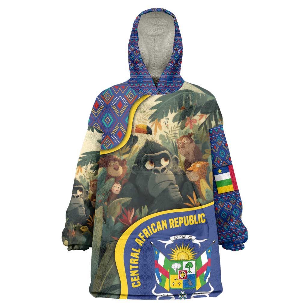 Central African Republic Kid Wearable Blanket Hoodie Jungle Animal - African Pride
