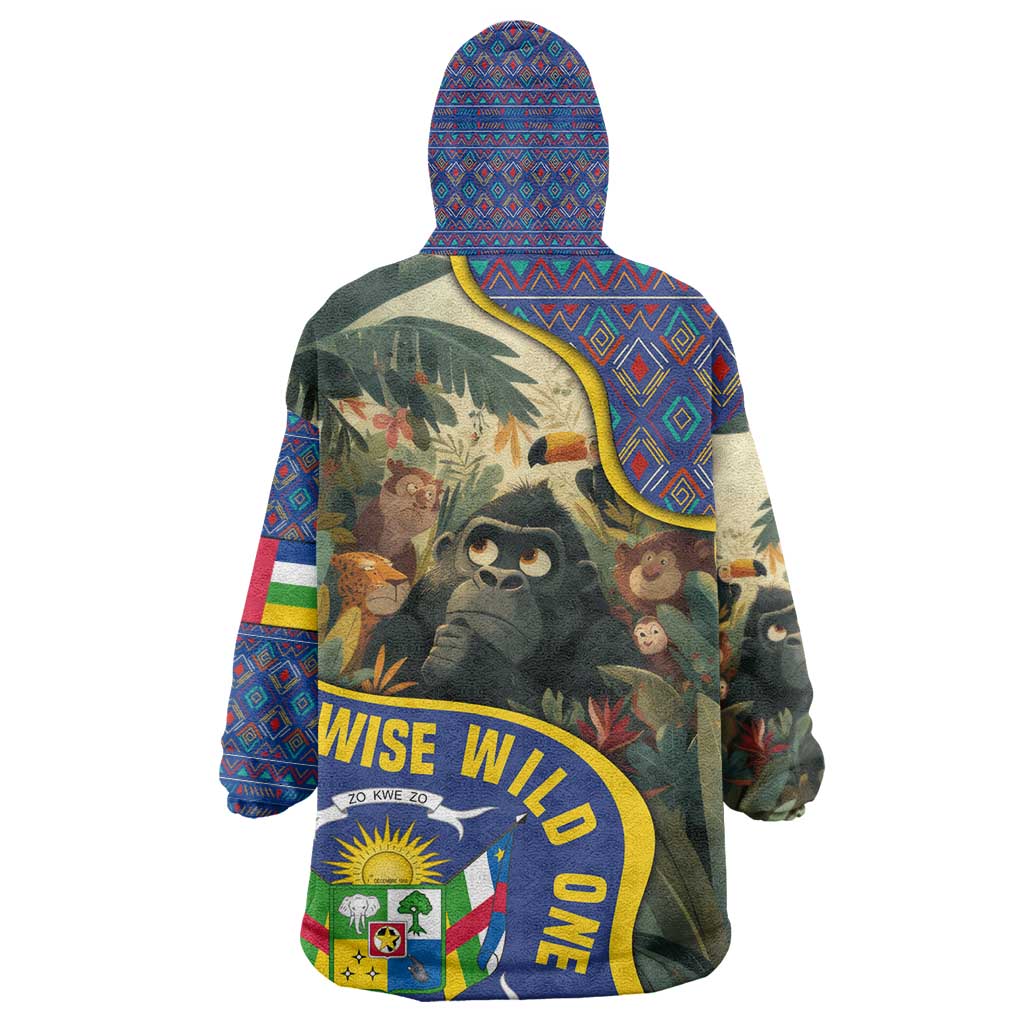 Central African Republic Kid Wearable Blanket Hoodie Jungle Animal - African Pride