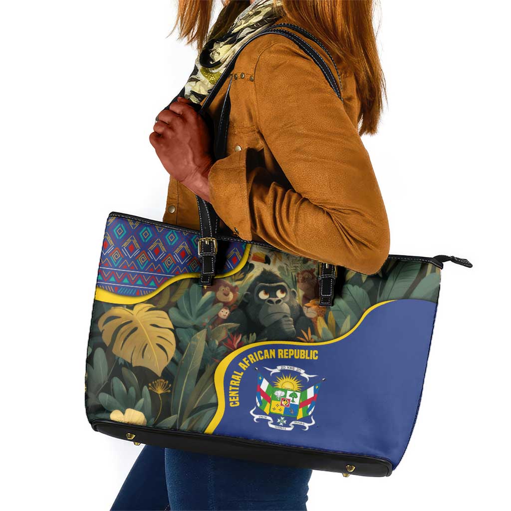 Central African Republic Leather Tote Bag Jungle Animal - African Pride