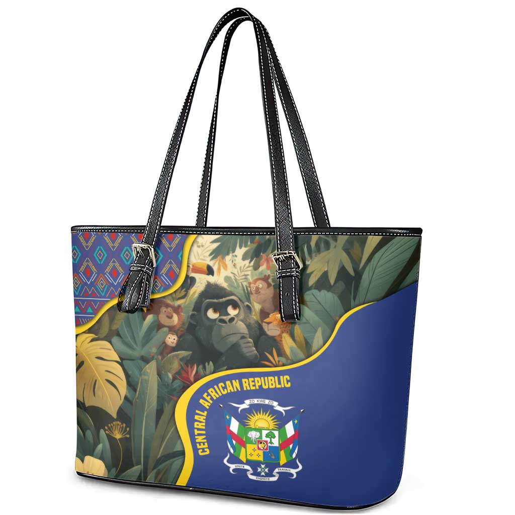 Central African Republic Leather Tote Bag Jungle Animal - African Pride