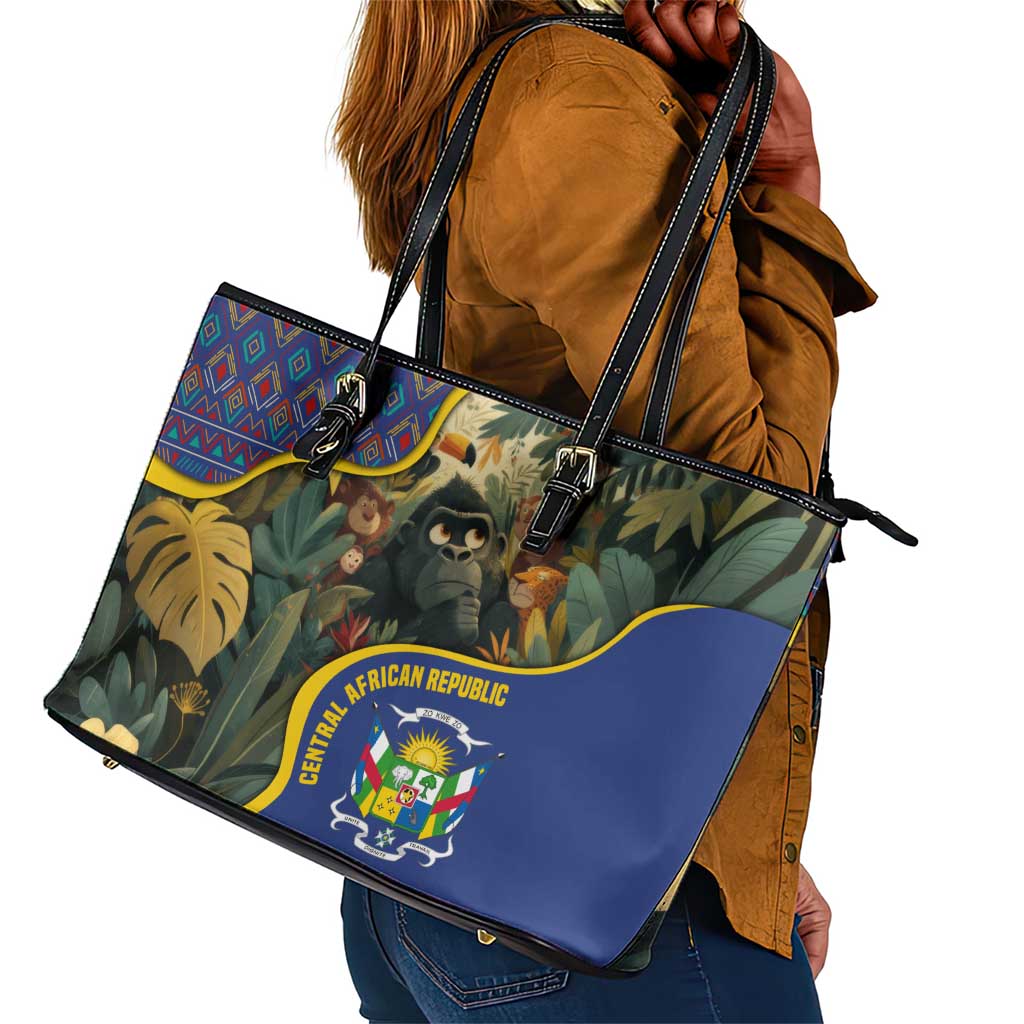 Central African Republic Leather Tote Bag Jungle Animal - African Pride