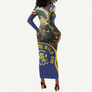 Central African Republic Long Sleeve Bodycon Dress Jungle Animal - African Pride