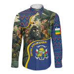 Central African Republic Long Sleeve Button Shirt Jungle Animal - African Pride