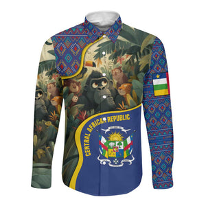Central African Republic Long Sleeve Button Shirt Jungle Animal - African Pride
