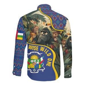 Central African Republic Long Sleeve Button Shirt Jungle Animal - African Pride