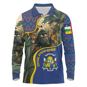 Central African Republic Long Sleeve Polo Shirt Jungle Animal - African Pride