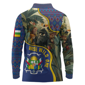 Central African Republic Long Sleeve Polo Shirt Jungle Animal - African Pride