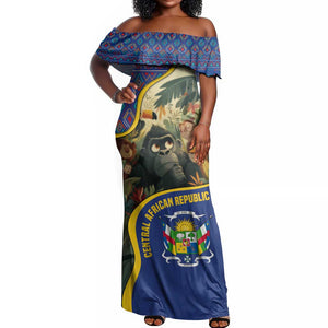 Central African Republic Off Shoulder Maxi Dress Jungle Animal - African Pride
